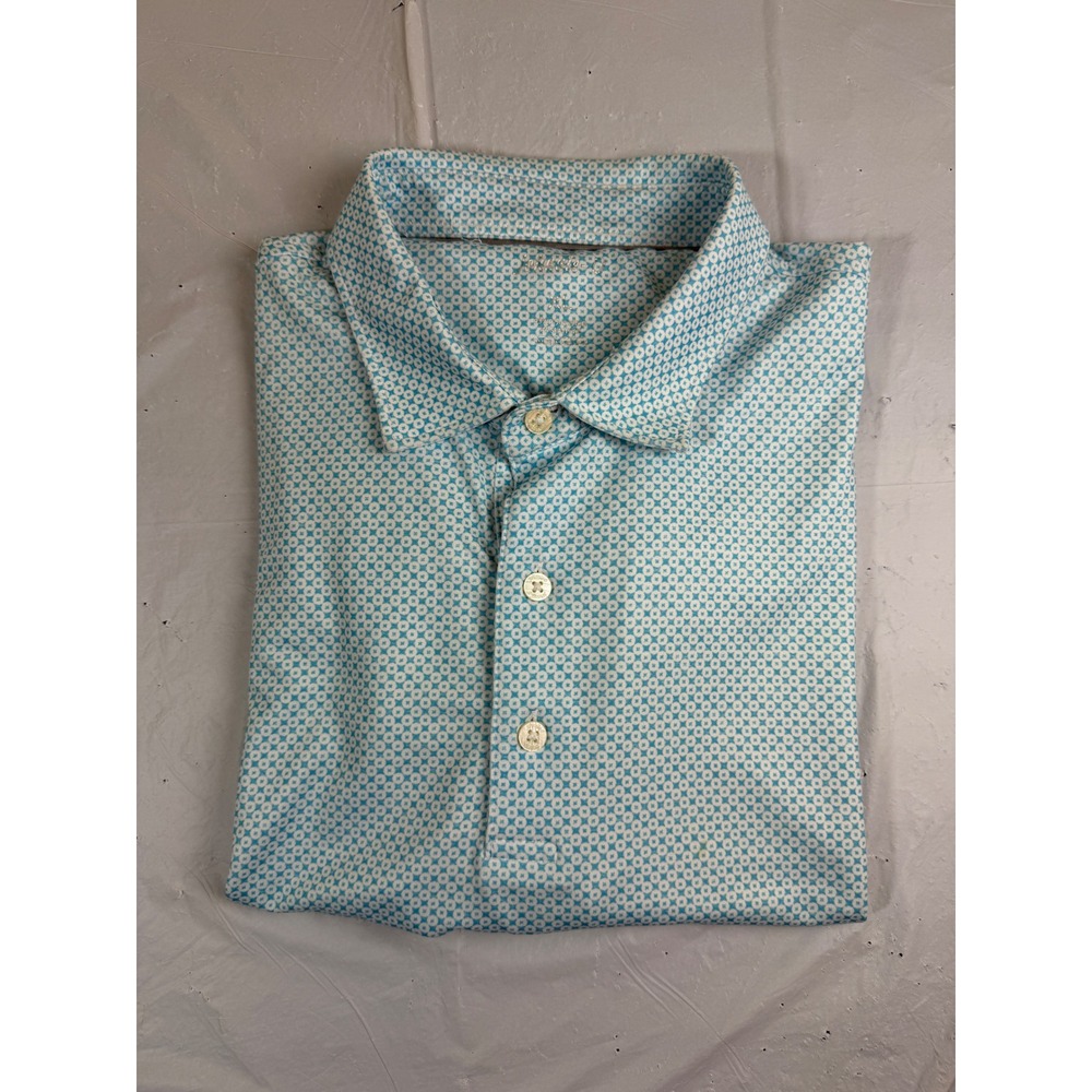 Johnnie-O Mens XL Blue Geometric Performance Golf Polo Shirt The 1906 SS - Picture 3 of 9